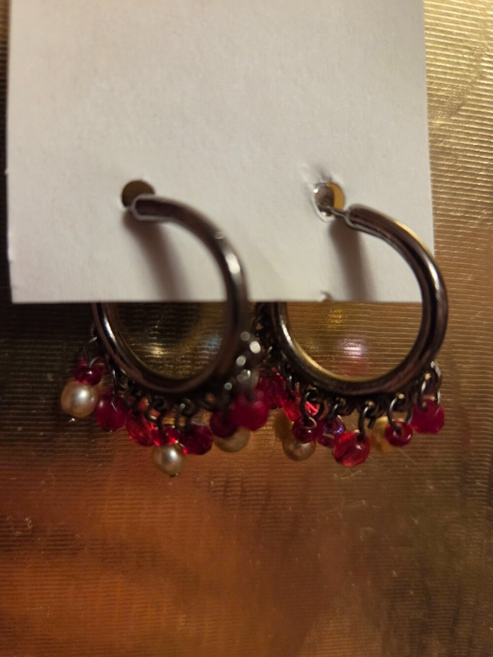 Bohemian style hoop earrings.